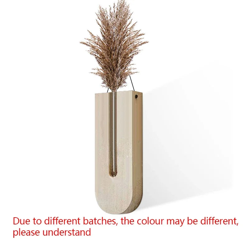 Wooden Hanging Planters Bohemia Wall Plant Propagation Terrarium Flower Tube Vase with Wood Stand, Indoor Propagator for Plants Oasis Select wood