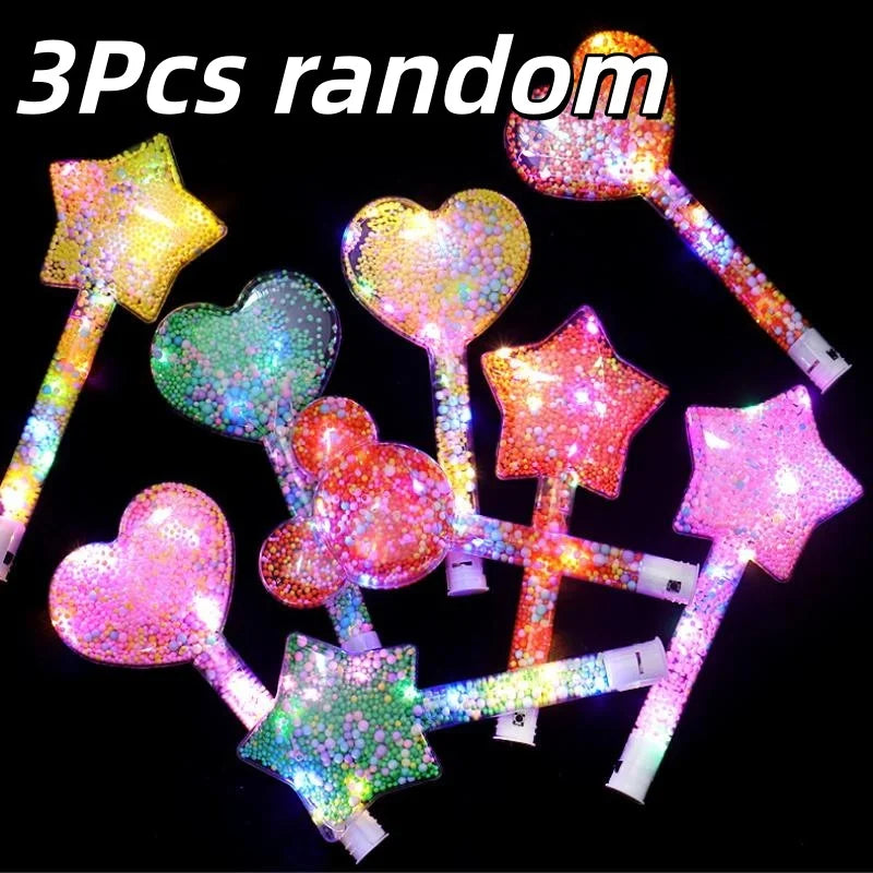 LED Luminous Magic Star Rod Light-up Wand Glow Stick Christmas New Year Party Prop Concert Glowing Stick Birthday Party Supplies Oasis Select 3PCS mix
