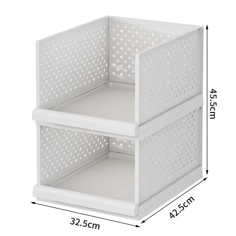 Drawer type clothes clothing storage box foldable pull-out wardrobe layered baffle pull basket layered pants storage box Oasis Select Layer 2 - White 1