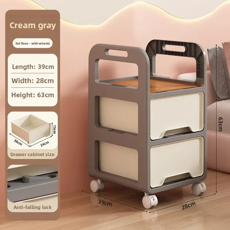 Multi-functional Drawer storage cabinet household living room snacks toys plastic storage box Oasis Select Ash 28-3A