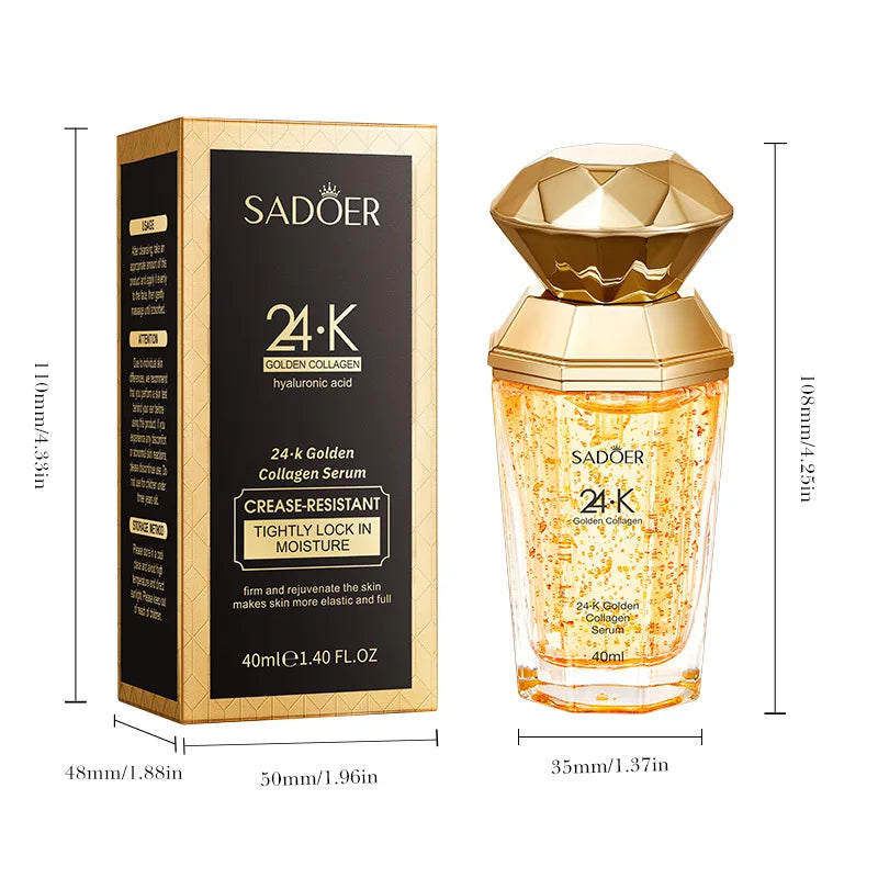 SADOER 24K Golden Collagen Serum for face Moisturizing Anti Wrinkles Hydrating Anti-aging Facial Essence Skin Care Products Oasis Select