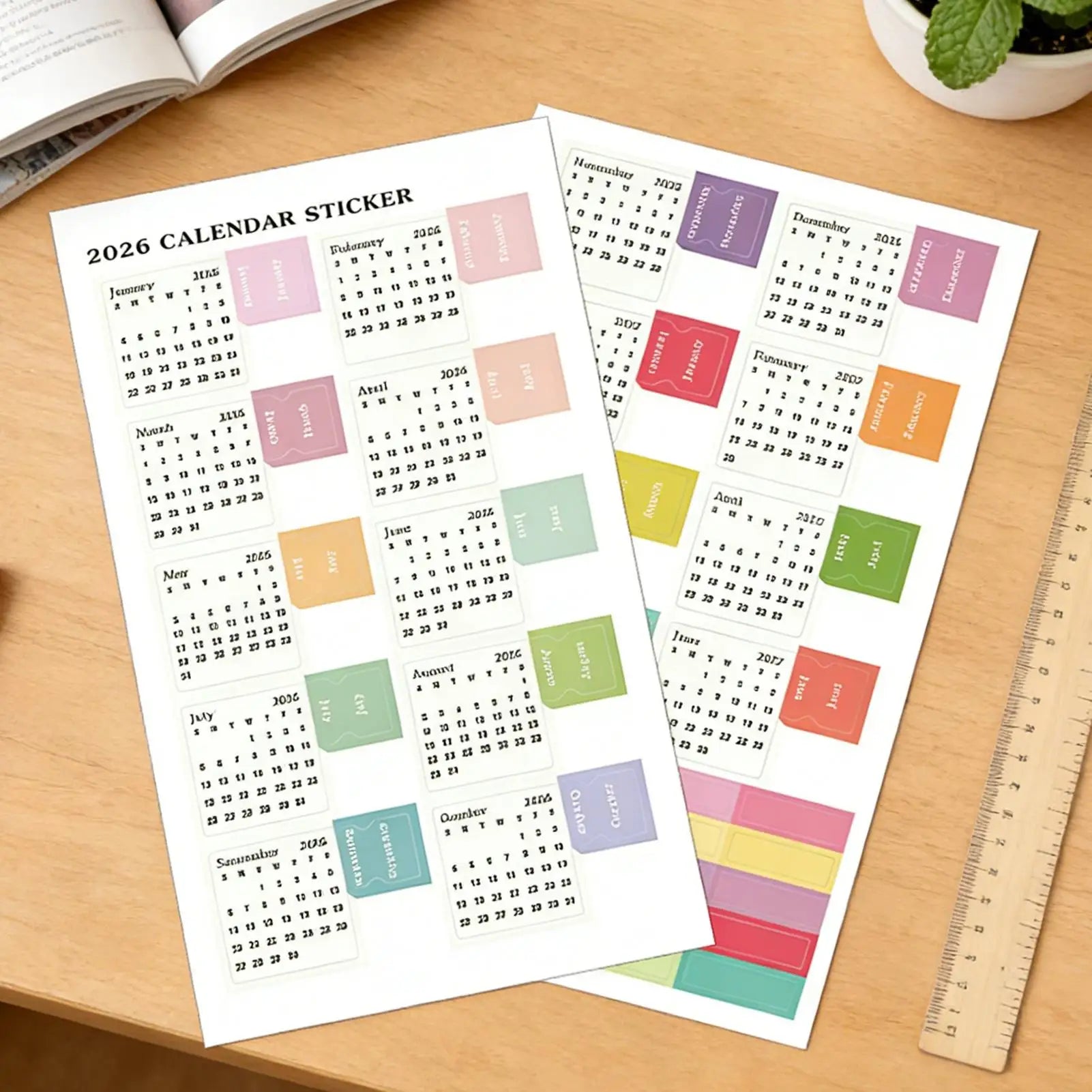 2Pcs 2026 Calendar Stickers Monthly Planner Stickers Labels For Diy Scrapbook Journals Notebooks Scheduling School Office Oasis Select