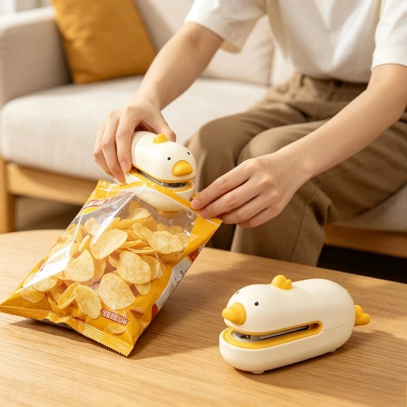 1pcs Cute Duck Handheld Sealer Rechargeable Magnetic Vacuum Sealer Easy-to-use Mini Kitchen Tool for Food Bag Sealing Oasis Select