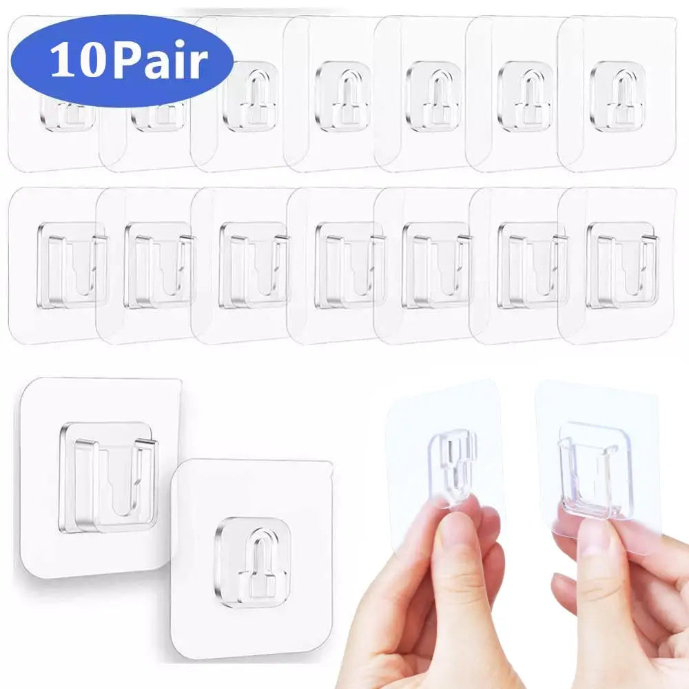 10 Pairs Strong Sticky Hung Double Sided Patch Hook Buckle Transparent Adhesive Wall Hooks Cup Sucker Oasis Select