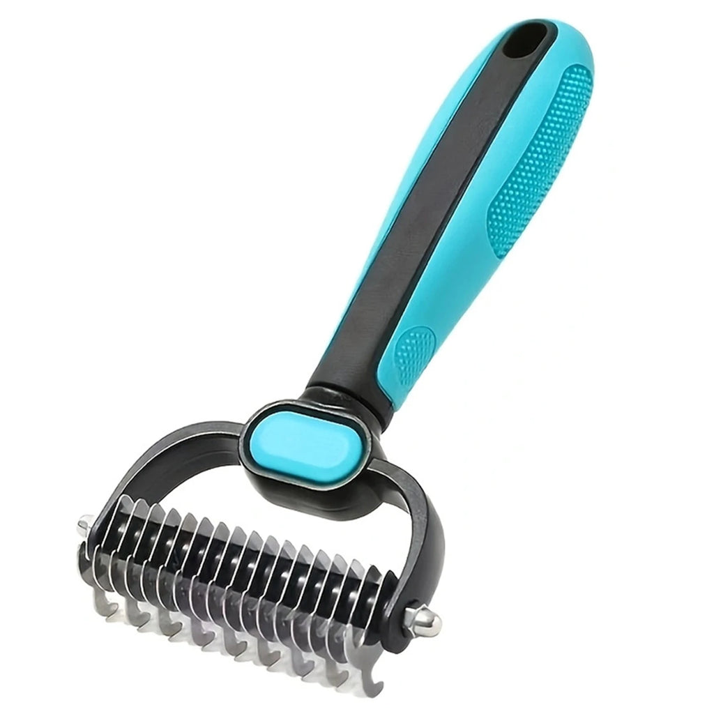 2-in-1 Double-Sided Pet Grooming Rake for Cats & Dogs