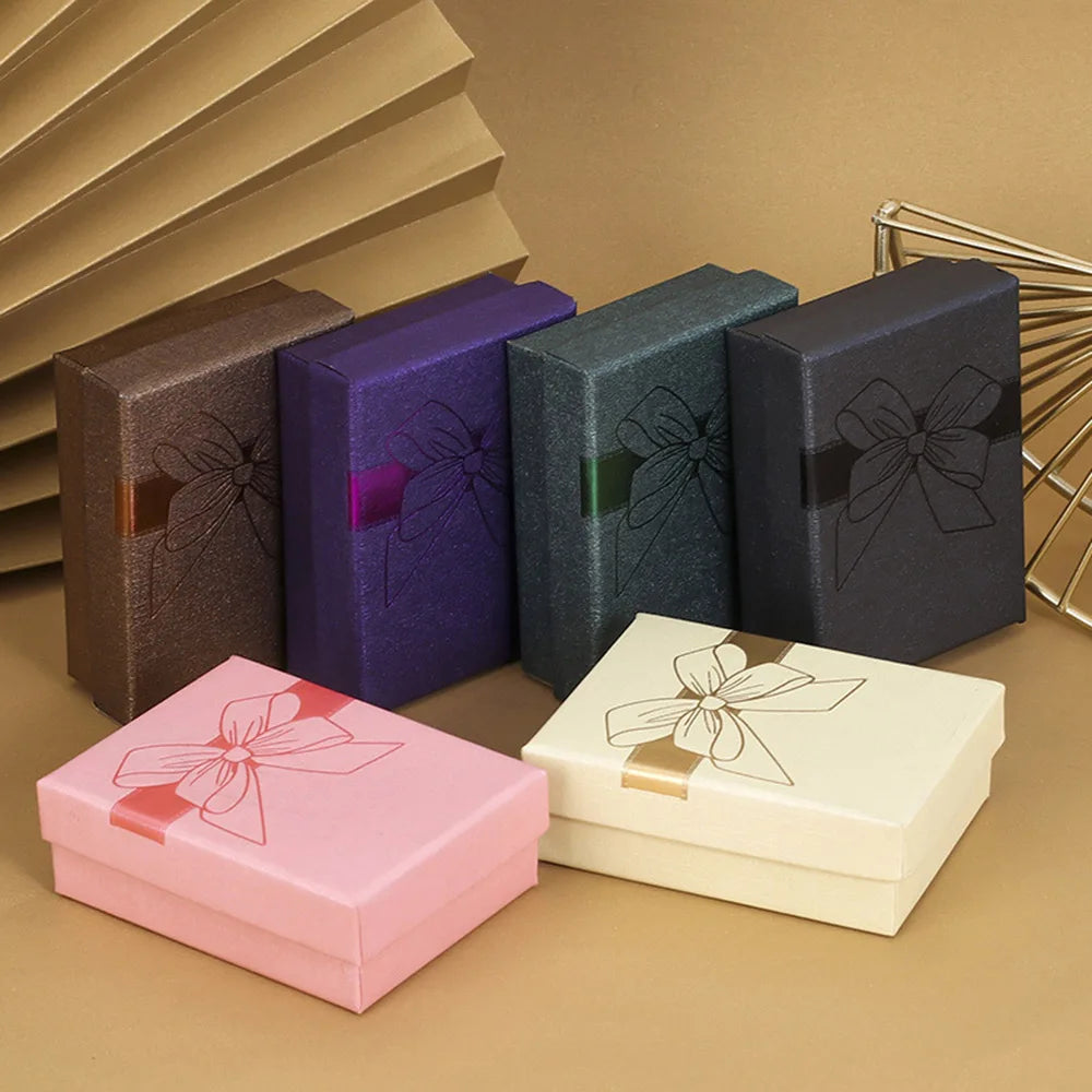 Fashion Bowknot Jewelry Box Multi Colors Ring Earrings Pendant Necklace Gift Jewelry Storage Display Paper Jewelry Packaging Box Oasis Select