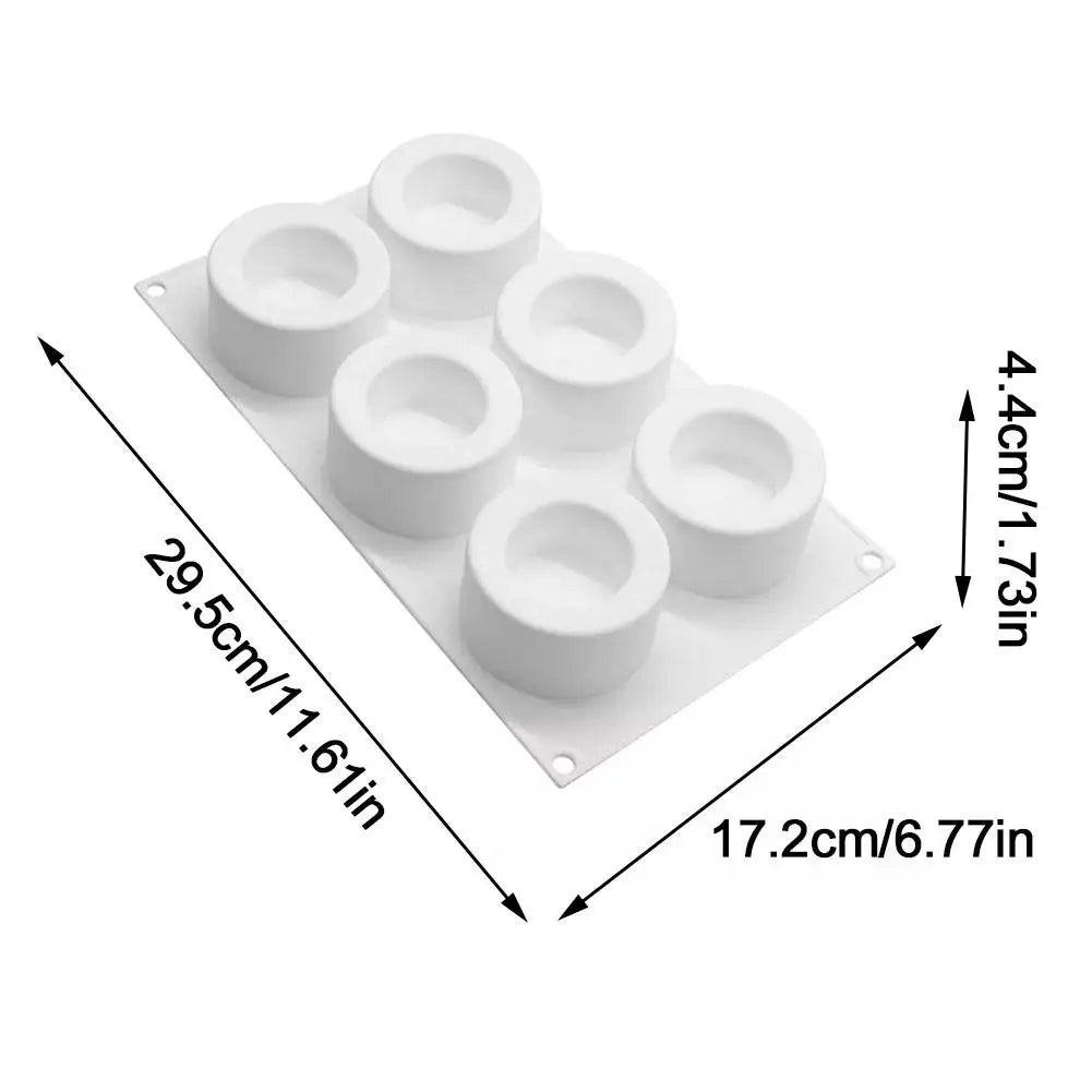 6-Hole Silicone Mousse Cake Mold – Cylinder Cupcake & Pudding Pan Silicone Cake Mold Oasis Select