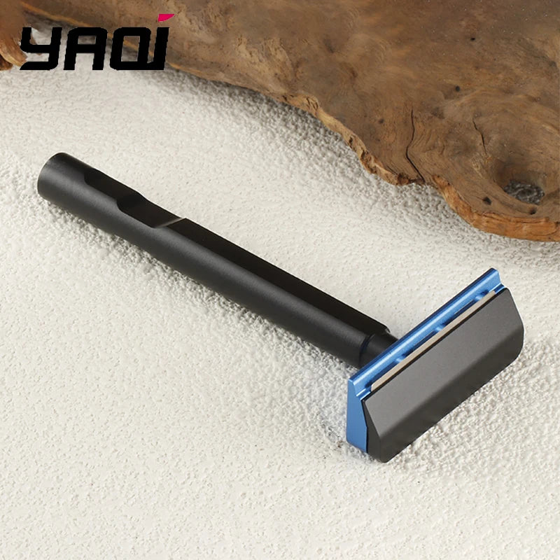 2026 YAQI Black and Blue Color Tachi(Aluminum Version) Light Weight Single Edge Safety Razor 10mm Diameter Handle Portable Razor