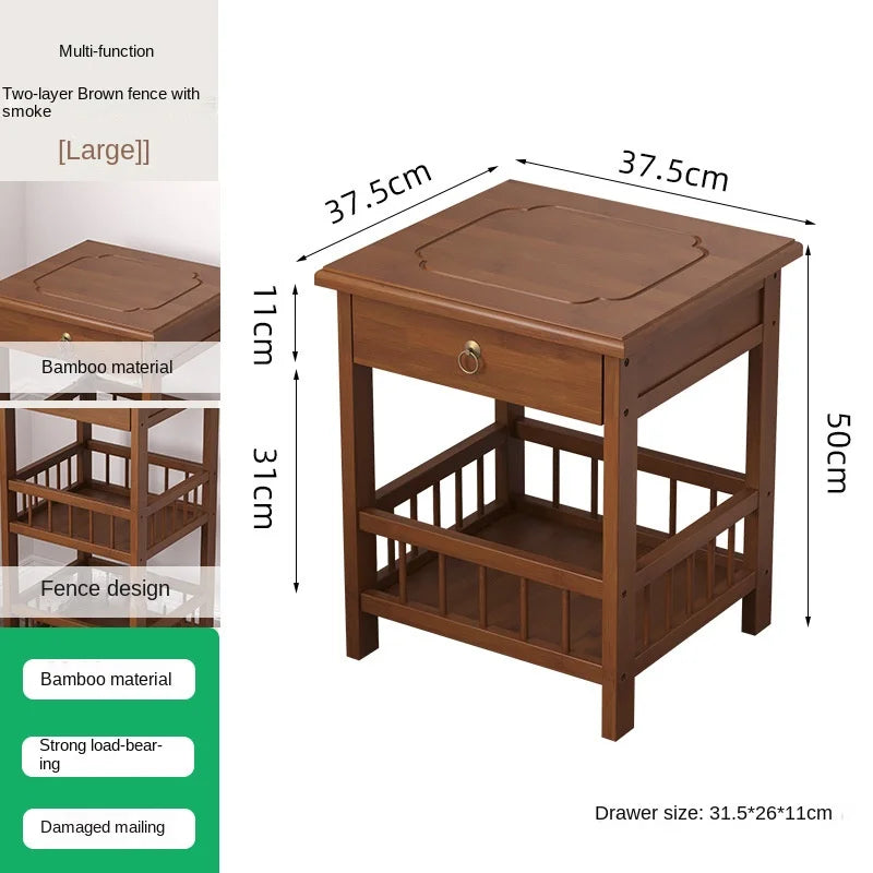 Simple and small bedside table, bedroom bedside cabinet, room storage rack, side table cabinet, bamboo solid wood special offer Oasis Select B2