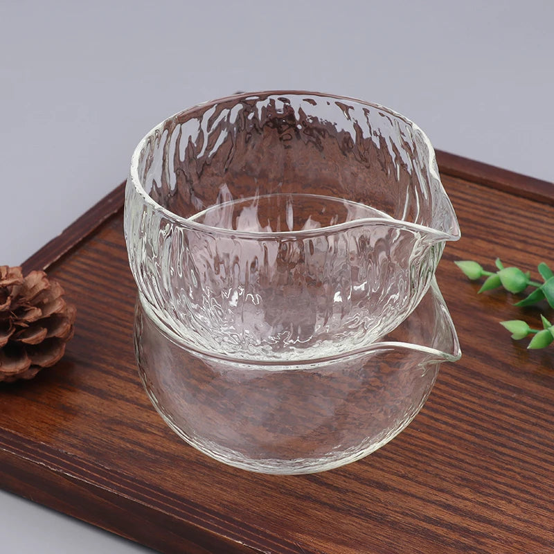 1Pc Textured Glass Matcha Bowl With Pouring Spout Japanese Style Green Tea Ceremony Tea Bowl Song Dynasty Tea Tools Oasis Select