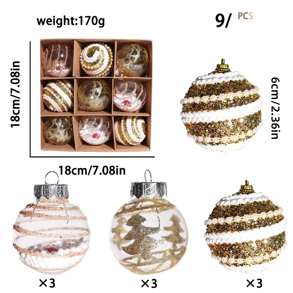 9-Piece DIY Painting Christmas Ball Ornaments Set | 6cm Xmas Tree