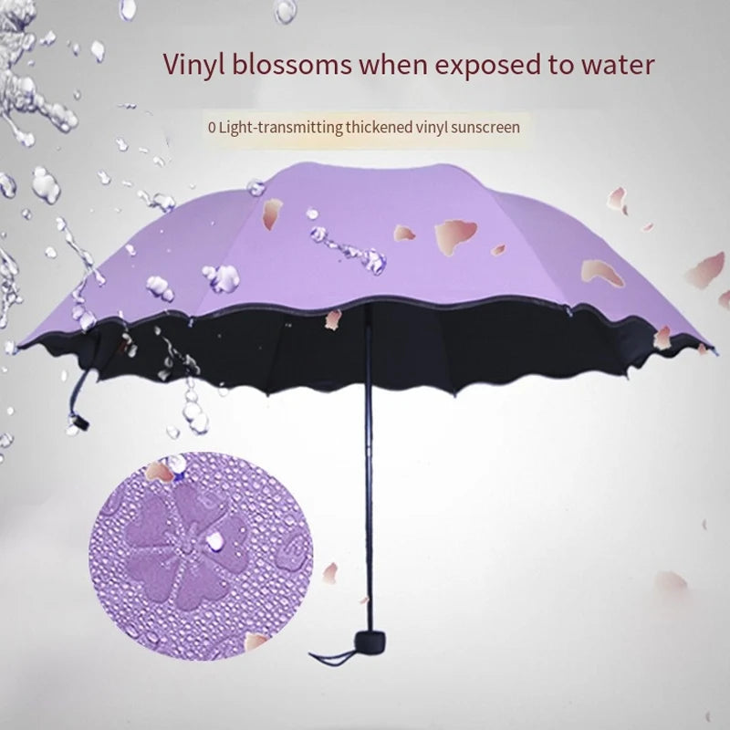 Magic Folding Umbrella with Rainwater Pattern Windproof Sunshade Umbrella Outdoor Sports UV Protection Umbrella Umbrella Woman Oasis Select