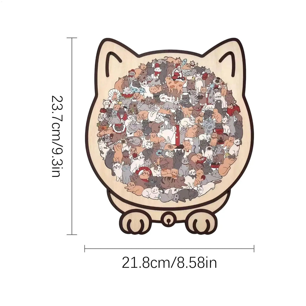 Wooden Cat Puzzle Precise Decor Kit 135 Pieces Wood Challenging Jigsaw Puzzles for Cat Lovers Home Shelf Family Friends Indoor Oasis Select