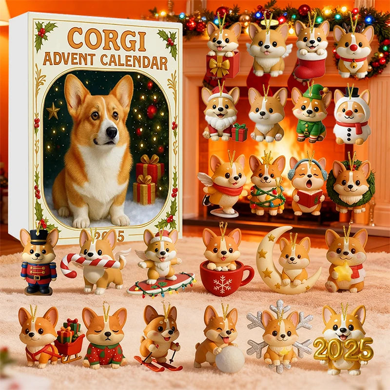 Coigi Advent Calendar 2025, 24 Days Countdown With Cute Corgi Mini Ornaments, Dog-Themed Christmas Decoration Set For Home Décor Oasis Select