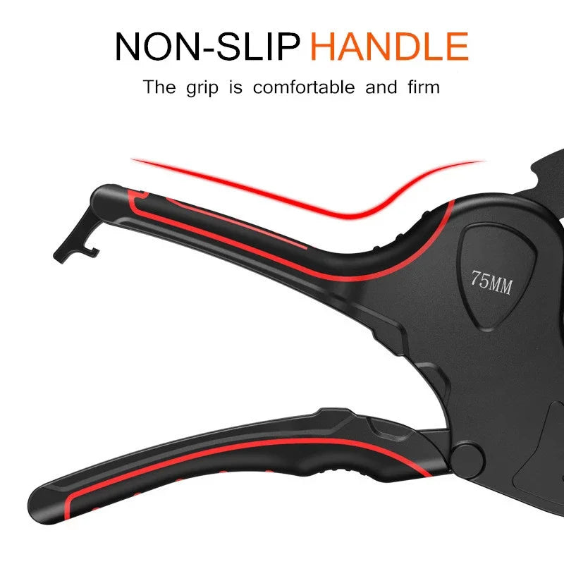Pipe Cutter 32mm-75mm Aluminum Alloy Body Ratchet Scissor Pipe Cutter PVC/PU/PP/PE Hose Cutting Hand Tool Oasis Select