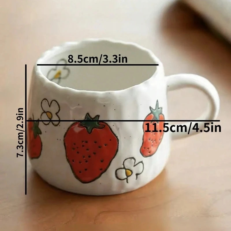 Perfect For Home, Office, Event Gifts And Holiday Gifts Halloween Hand Painted Ceramic Coffee Mug With Strawberry Pattern Design Oasis Select