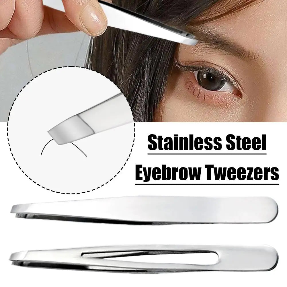 Stainless Steel Slant Tweezers for Eyebrows, Facial Hair, Ingrown Hair Removal, Slant and Point Tip Tweezers for Women and Men Oasis Select