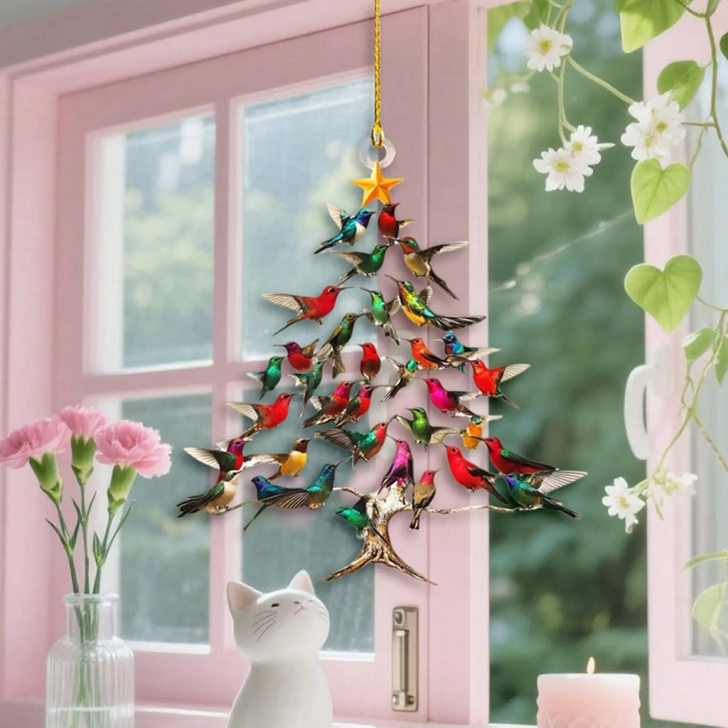 2026-WISH 5X Hummingbird Christmas Ornament, Colorful Hummingbirds Hanging Ornaments For Tree, Christmas Tree Shaped Pendant Oasis Select