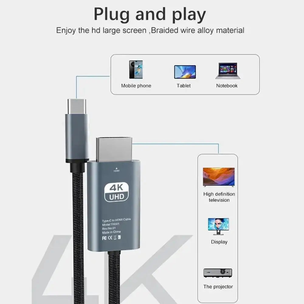 BUDI USB-C to HDMI Cable 4K@30Hz 2M | MacBook & ThinkPad