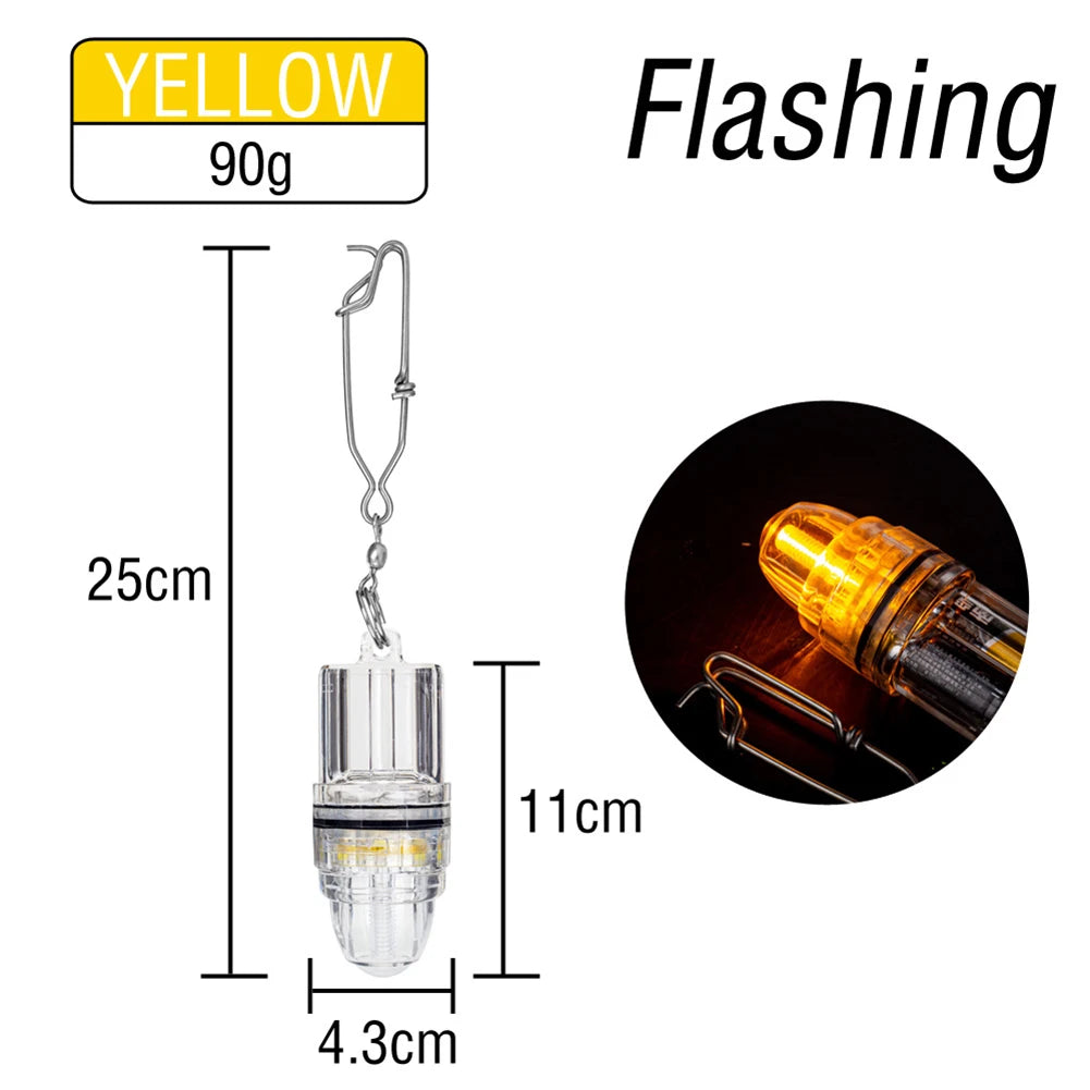 Dual-Mode LED Fishing Light For Deep Sea Waterproof Underwater Luminous Fish Lure Lamp Steady/Flash Underwater Lure Light Oasis Select Flashing-Yellow