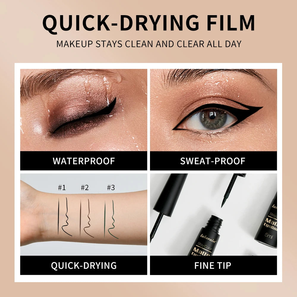 3Colors Matte Waterproof Liquid Eyeliner Pencil Sweatproof Quick Dry Easy To Wear High Pigment Brown Liquid Eyeliner Eye Makeup Oasis Select