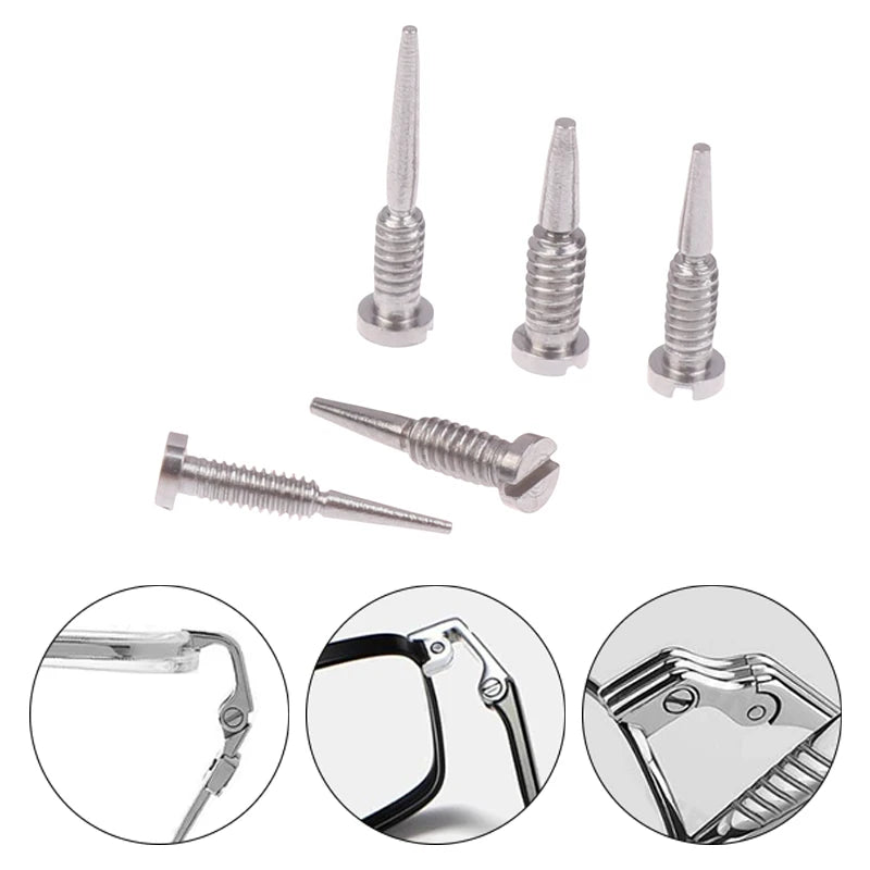 100Pcs Glasses Spring Hinge Screws Optical Eyewear Accessories Pointed End Self Aligning Screw Repair Supplies Oasis Select