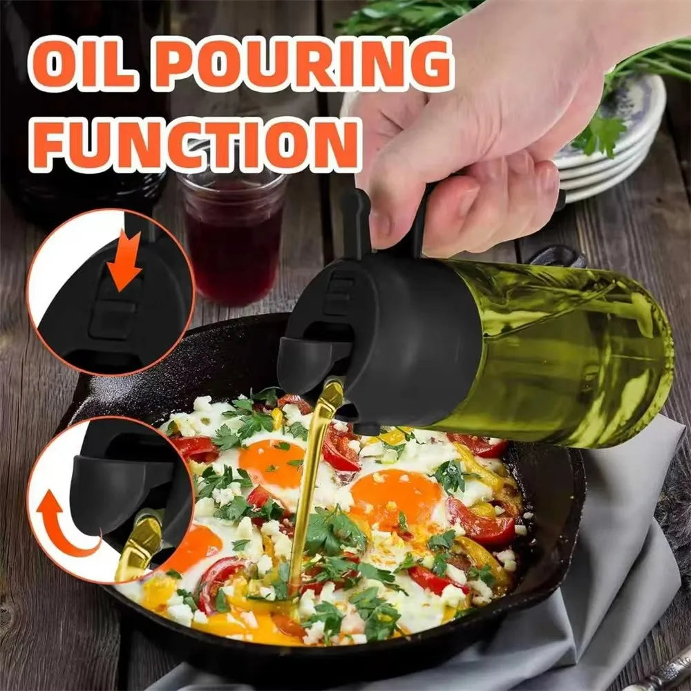 16oz 2-in-1 Glass Oil Dispenser and Spray Bottle Leakproof Olive Oil Sprayer Suitable for Cooking Baking Barbecue Fryer Kitchen Oasis Select