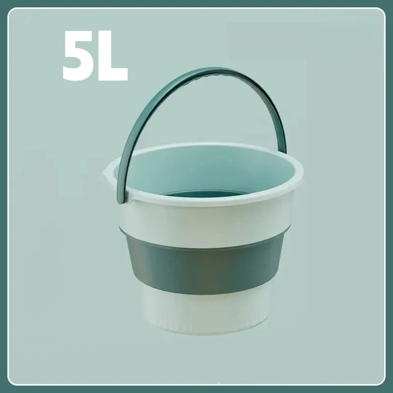 5/10/17L Collapsible Plastic Bucket Portable Water Container for Car Washing Fishing Camping Beach Trips and Household Cleaning Oasis Select Green 5L