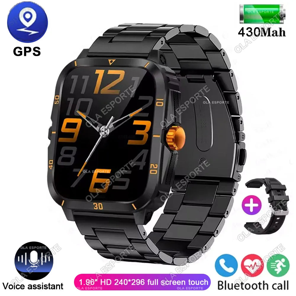 Ola Esporte 1.96" Military Smartwatch – GPS & Bluetooth Calls