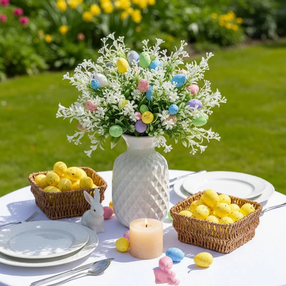 2025 Easter Egg Flower Bouquet, Artificial Flowers Berry Cuttings Spring Flower, Home Decoration, Simple Flower Ornaments Oasis Select