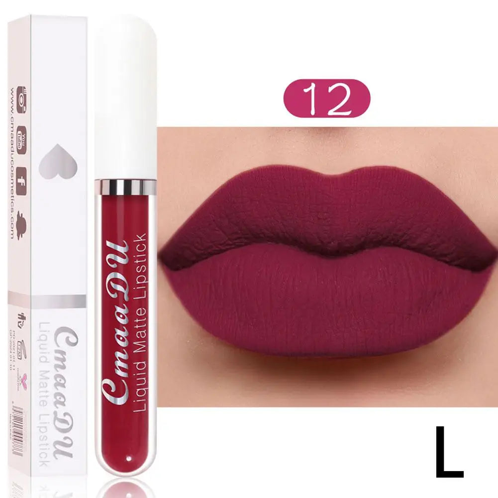 18-Color Waterproof Matte Liquid Lipstick – Long-Lasting Lip Gloss Matte Liquid Lipstick Oasis Select 12