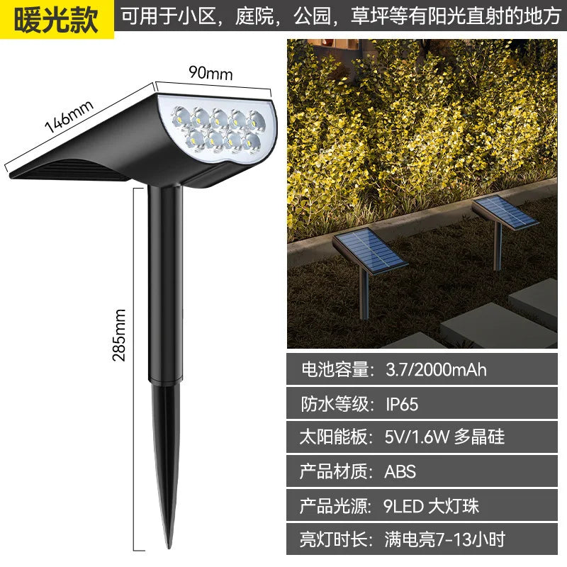 Solar Spotlights Dual Use Tree Light Outdoor Super Bright Landscape Light Garden Garden Villa Decorative Spotlights Lawn Oasis Select 9 LED warm light