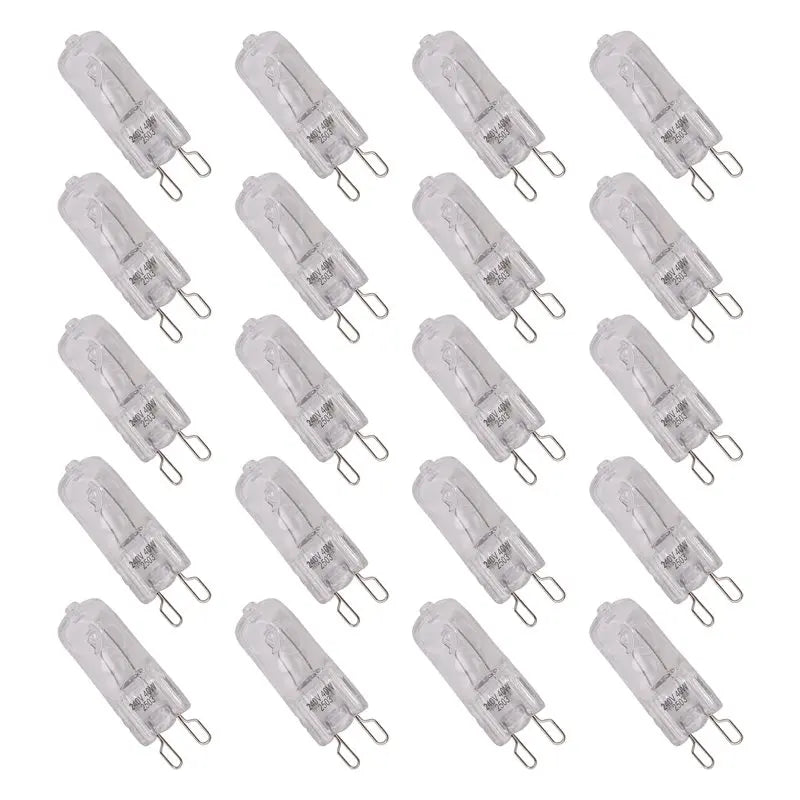 LIKE WISH 20Pcs G9 Halogen Light Bulbs, Clear Halogen Lamps Dimmable,Warm White 2800K For Chandeliers,Pendants,Landscape Lights Oasis Select Transparent 40W