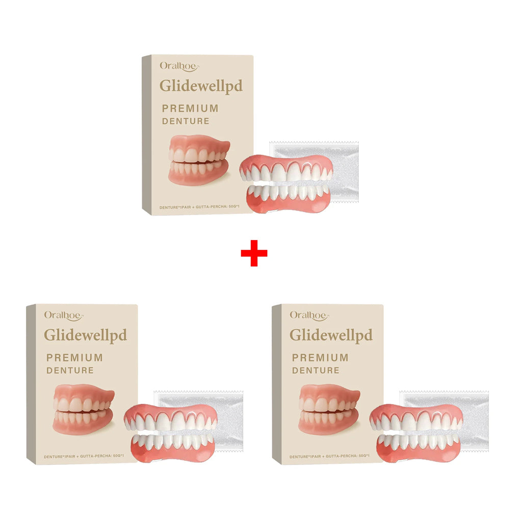 Oralhoe Soft Silicone Temporary Dentures Full Set – Upper & Lower Temporary Denture Set Oasis Select 3sets boxed