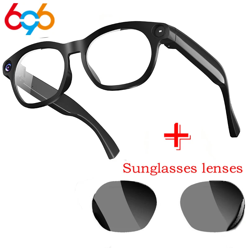 AI Smart Glasses 800W Shooting Camera HD Photo Video Voice Call Eyewear Men Lady Music Wireless Wearable Translation Waterproof Oasis Select BK