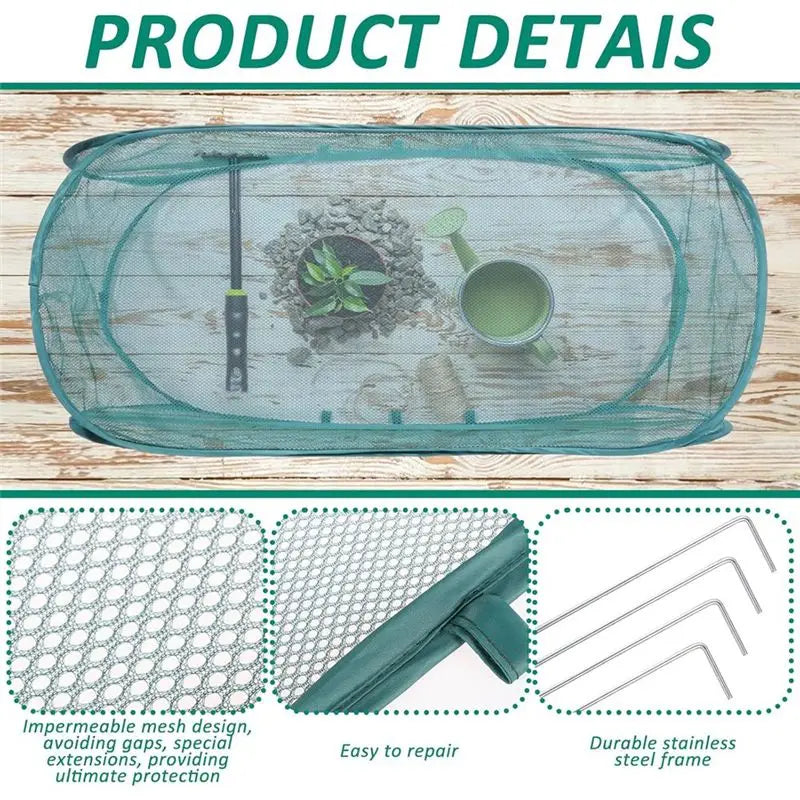 LIKE WISH Garden For Plants Cover 3Pcs 99* 40* 45Cm With 24 Ground Nails,Mesh Netting Covers Net Cage Guard Protector For Plant Oasis Select