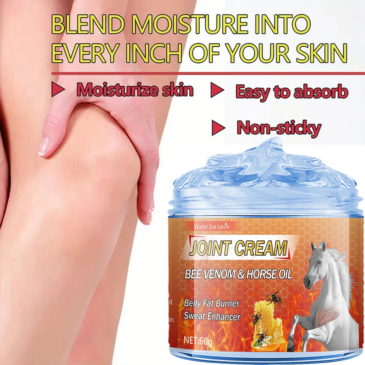 Bee Venom & Horse Oil Joint Cream - Moisturizing Formula with Ginger, Chamomile, and Arnica Extracts, Suitable for Knees, Back, Shoulders, and Neck Muscles - 60g Oasis Select