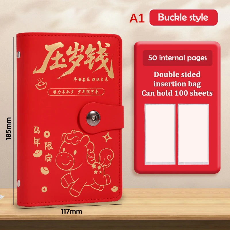With Password Lock 100 Envelopes Money Saving Challenge Lucky Money PU Savings Binder Reusable Portable Money Collection Book Oasis Select A1