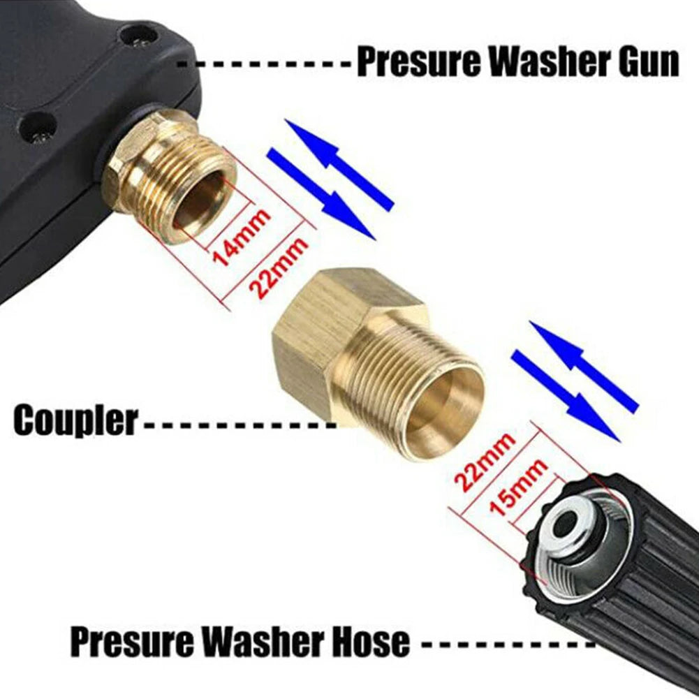 Metric Adapter M22 15mm Male Thread To M22 14mm Female Pressure Washer Gun Hose Connector Brass Fitting Garden Parts Oasis Select Default Title