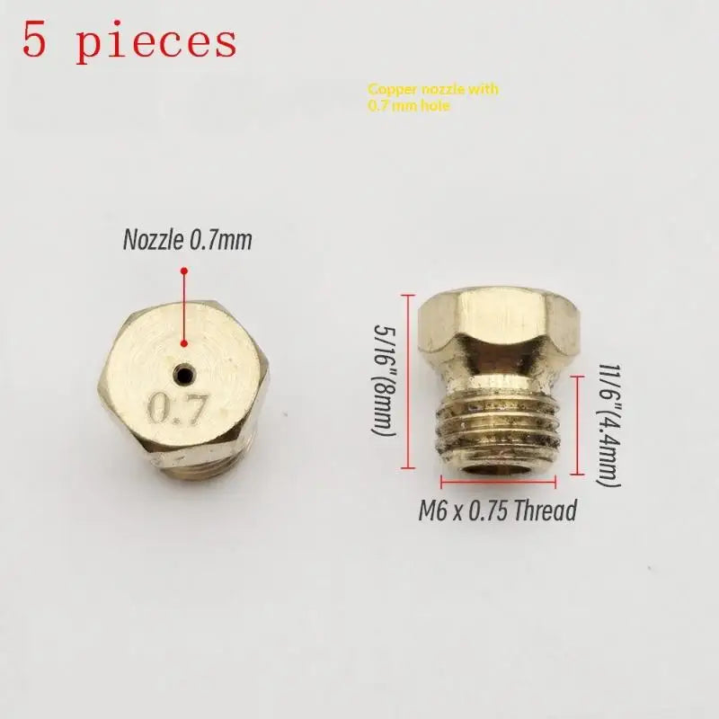 5PCS Burner Gas Hob LPG- Conversion Kits Jets 50 65 70 87 95 Brass Nozzle For Gas Stove Brass Nozzle Propane Injector Oasis Select A5
