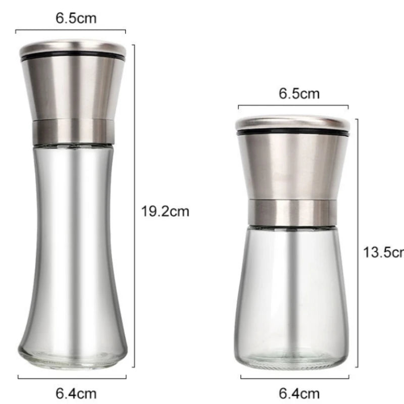 180/200ML Black Pepper Grinder with Stainless Steel Mill Manual Spice Glass Salt and Pepper Grinder Machine for Household Oasis Select