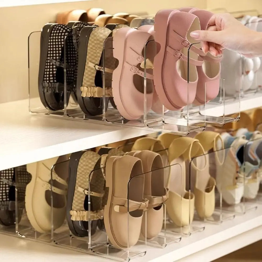4-Grid Transparent Shoe Rack | Free Standing Shoe Organizer