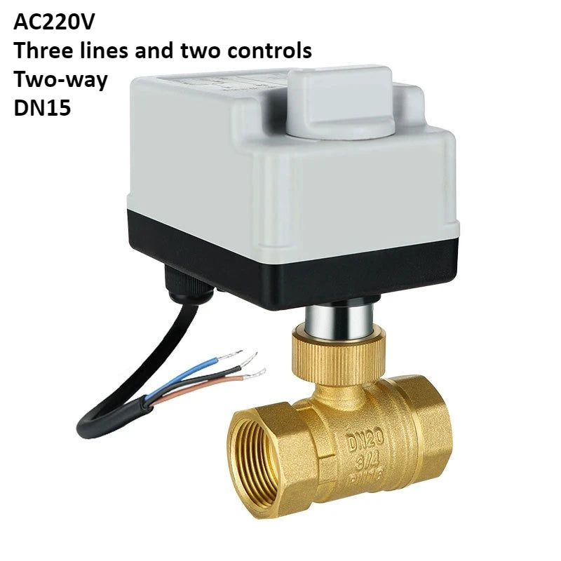 Brass Electric Ball Valve AC220V 1/2 "3/4" 1 "1-1/4" 1-1/2 "waterproof Bidirectional Electric Ball Valve Double Control T/L Type Oasis Select DN15 AC 220V Two-way 3 wire 2 control