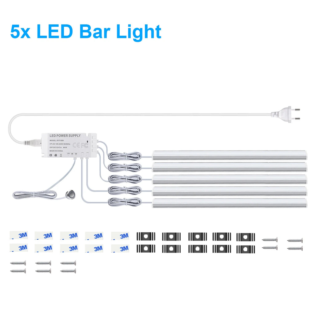 LED Light Bar Touch Sensor Dimming Swtich EU/US Power Plug Led Night Light for Kitchen Wardrobe Cabinet Lighting 30cm/40cm/50cm Oasis Select 5PCS LED Bar Warm White 40CM|US Power Plug