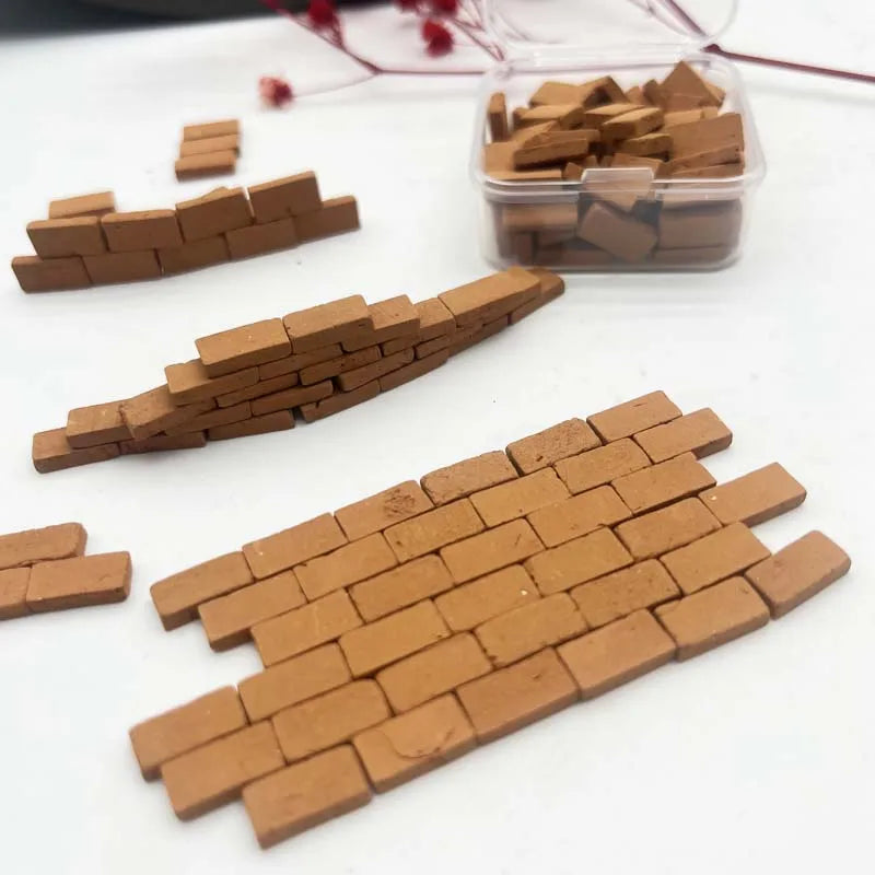 80pcs/1box 1:35 mini wall tiles miniature brick statue model brick building set fake bricks for garden landscape accessories Oasis Select