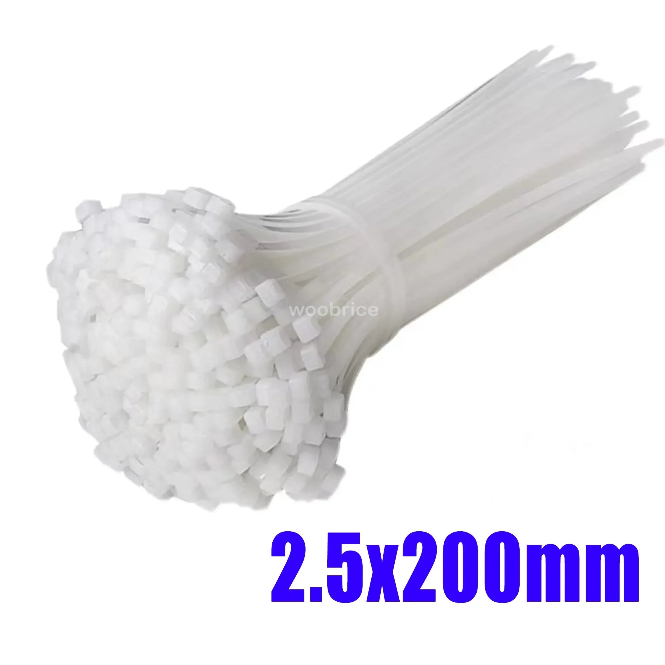100-1000PCS Self-locking Plastic Nylon Tie Black Fastening Strap Cable-Tie-Set Cable Zip Tie Fastening Ring Zip Wraps Strap Tie Oasis Select White-2.5x200mm 100pcs