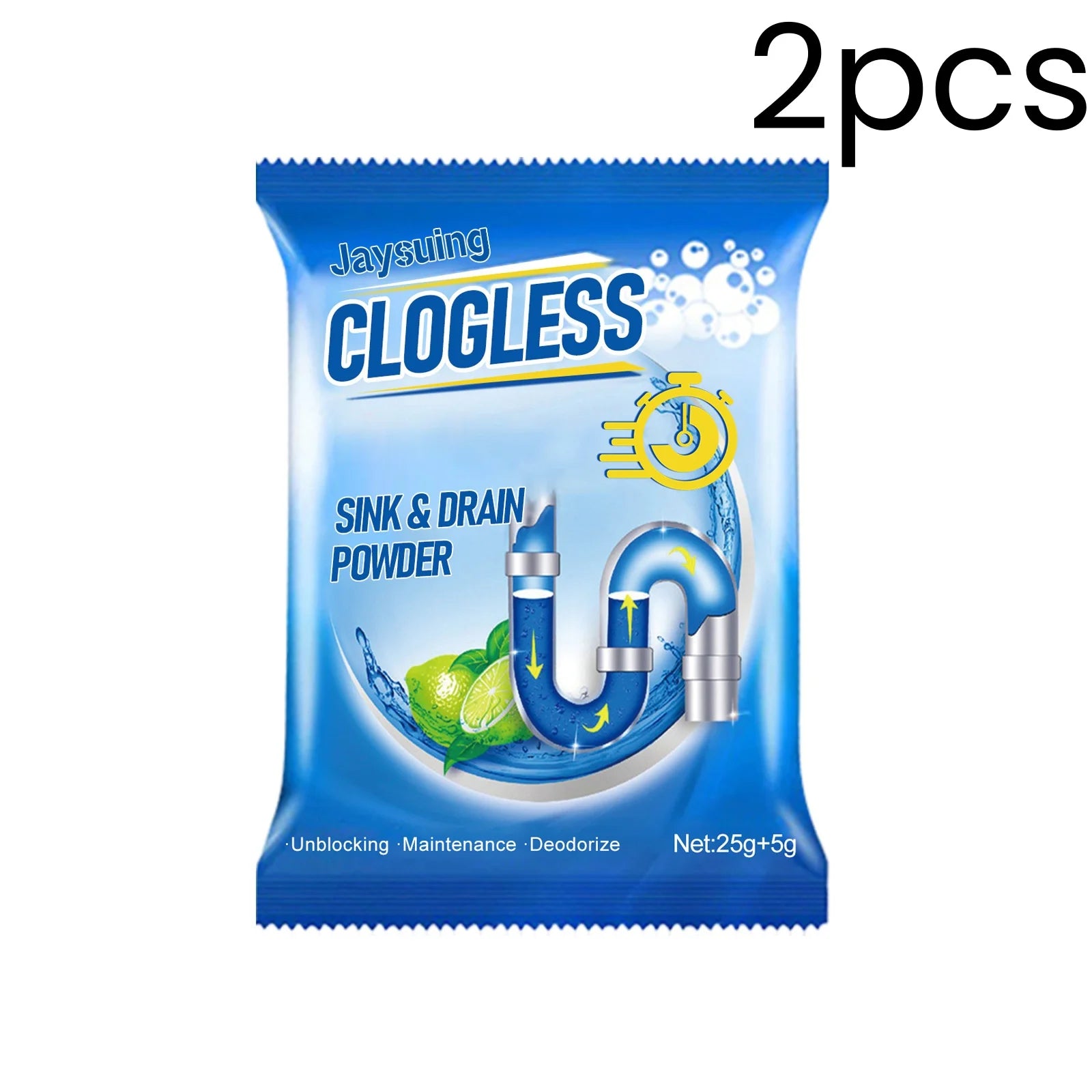 Jaysuing Drain Cleaner Powder Effective Decomposition Powerful Cleaning Deodorize Maintenance Gentle Formula Sink Drain Powder Oasis Select 2pcs