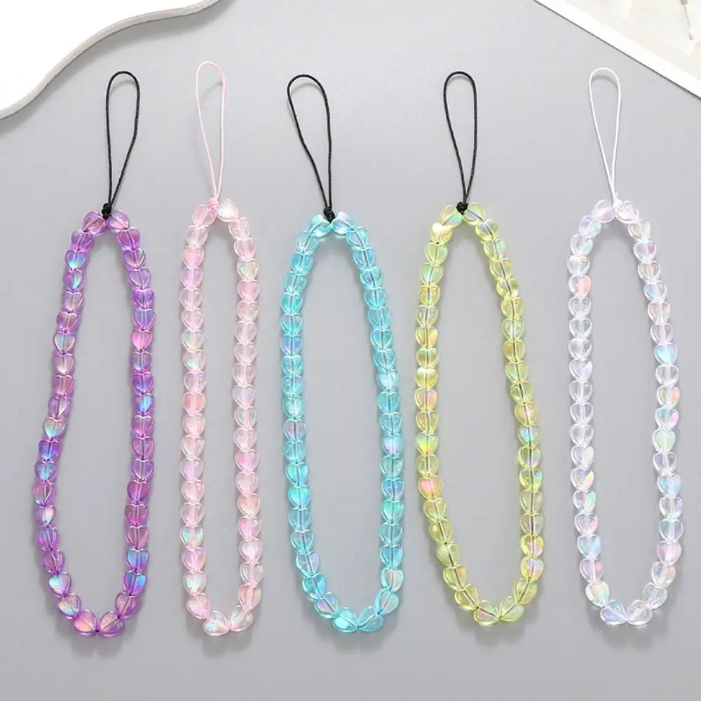 Cute Star Beaded Phone Chain Acrylic Beaded Korea Phone Pendant Lovely Coloful Anti-Lost Phone Chain Hanging Jewelry Girl Gift Oasis Select