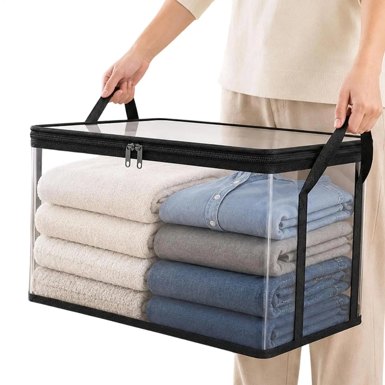 Heavy Duty Storage Bags with Handles Foldable Packing Tote Travel Moving Clothes Bags for Organizing Bedroom Closet Clothing Oasis Select