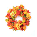 Autumn Door Wreath Christmas Halloween Decoration Pumpkin Berry Pine Cone Maple Artificial Cloth Rattan Material Home decoration Oasis Select Orange